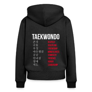 TKD Korean Martial Arts Tae Kwon - Frauen Premium Bio Zip Hoodie - Schwarz - Hinten - Julia (174cm)