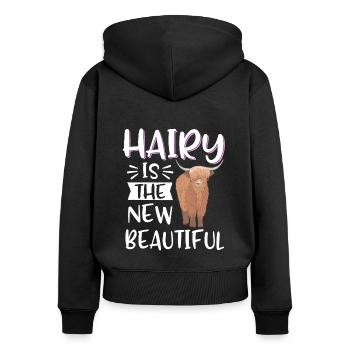 Scottish Highland Cattle Cow - Frauen Premium Bio Zip Hoodie - Schwarz - Hinten - Julia (174cm)