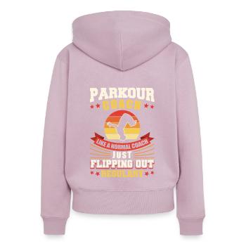 Parkour Freerunning Traceur - Frauen Premium Bio Zip Hoodie - Altrosa - Hinten - Julia (174cm)