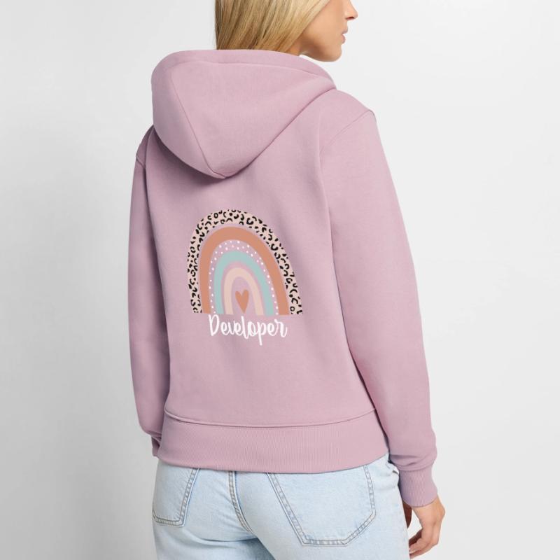 Developer Rainbow Leopard Funny Developer Women's Premium Organic Zip Hoodie