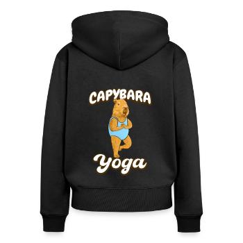 Exercices de yoga Capybara - Sweat à capuche zippé Premium bio Femme - noir - Dos - Julia (174cm)