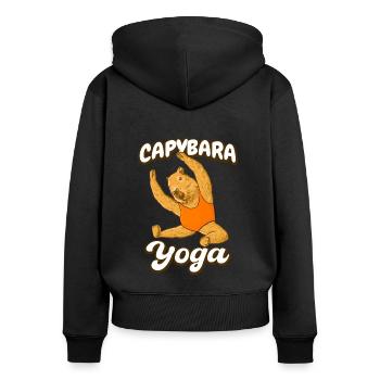 Exercices de yoga Capybara - Sweat à capuche zippé Premium bio Femme - noir - Dos - Julia (174cm)