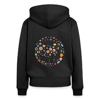 Blumen der Antifa - Frauen Premium Bio Zip Hoodie - Schwarz - Hinten - Julia (174cm)