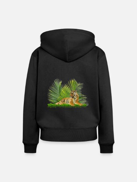 Tiger - Frauen Premium Bio Zip Hoodie - Schwarz