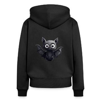 Drôle de conception de chauve-souris - Sweat à capuche zippé Premium bio Femme - noir - Dos - Julia (174cm)