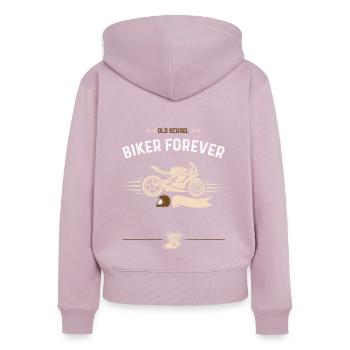 Biker de la vieille école pour toujours - Sweat à capuche zippé Premium bio Femme - rose poudré - Dos - Julia (174cm)