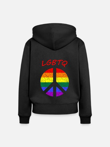 Peace Love LGBTQ CSD - Frauen Premium Bio Zip Hoodie - Schwarz