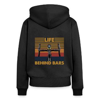 Life Behind Bars Cycling Vintage - Women's Premium Organic Zip Hoodie - black - Back - Julia (174cm)