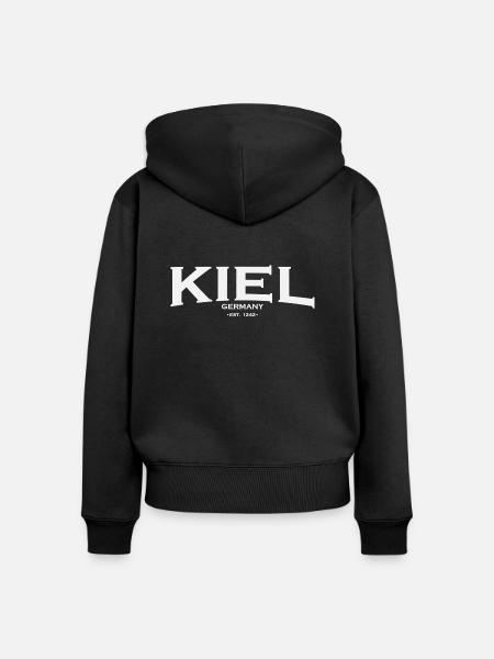 Kiel - Frauen Premium Bio Zip Hoodie - Schwarz