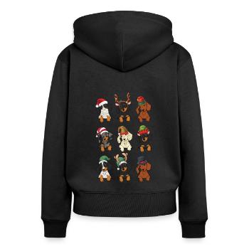 Dachshund Christmas Costume Santa Reindeer - Frauen Premium Bio Zip Hoodie - Schwarz - Hinten - Julia (174cm)