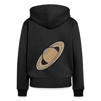 Planète du système solaire Saturne - Sweat à capuche zippé Premium bio Femme - noir - Dos - Julia (174cm)