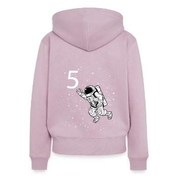 Astronaut 5. Geburtstag Weltraum Jungen 5 Jahre Ra - Frauen Premium Bio Zip Hoodie - Altrosa - Hinten - Julia (174cm)