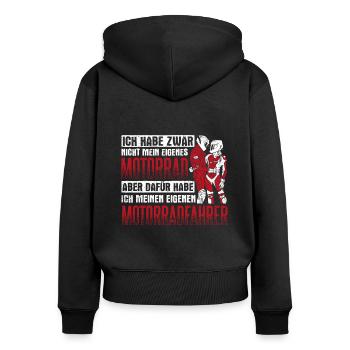 Ich Habe Zwar Nicht Mein Eigenes Motorrad - Bikeri - Frauen Premium Bio Zip Hoodie - Schwarz - Hinten - Julia (174cm)