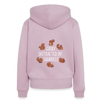 Tamia écureuil - Sweat à capuche zippé Premium bio Femme - rose poudré - Dos - Julia (174cm)