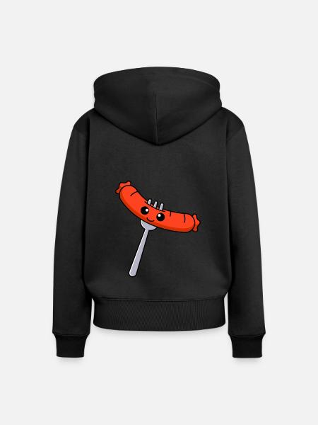 Würstchen Comic - Frauen Premium Bio Zip Hoodie - Schwarz