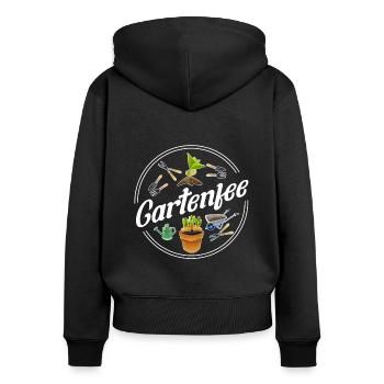 Gartenfee Gärtnerin Kleingarten Gartenprinzessin G - Frauen Premium Bio Zip Hoodie - Schwarz - Hinten - Julia (174cm)