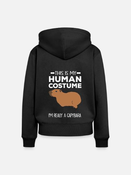 Capybara - Frauen Premium Bio Zip Hoodie - Schwarz