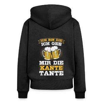 Ich bin die Ich geb mir die Kante Tante - Bierlieb - Frauen Premium Bio Zip Hoodie - Schwarz - Hinten - Julia (174cm)
