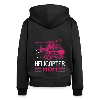 Helikopter Mom Muttertag Mama Geschenk Hubschraube - Frauen Premium Bio Zip Hoodie - Schwarz - Hinten - Julia (174cm)