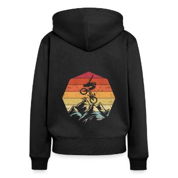 BMX cooles Retro Fan Geschenk Motiv für Junge Mädc - Frauen Premium Bio Zip Hoodie - Schwarz - Hinten - Julia (174cm)