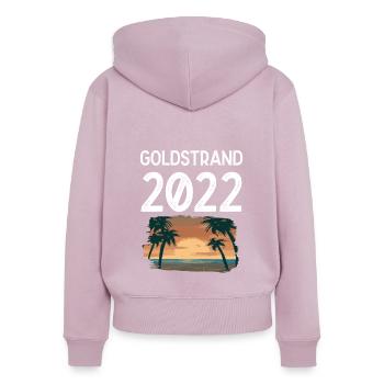 Goldstrand 2022 - Frauen Premium Bio Zip Hoodie - Altrosa - Hinten - Julia (174cm)