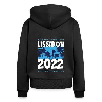 Lissabon 2022 - Frauen Premium Bio Zip Hoodie - Schwarz - Hinten - Julia (174cm)