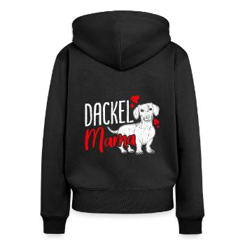 Dackel Mama Hundeliebhaber Dachshund Muttertag Dac - Frauen Premium Bio Zip Hoodie - Schwarz - Hinten - Julia (174cm)