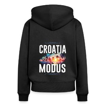Croatia Mode - Women's Premium Organic Zip Hoodie - black - Back - Julia (174cm)