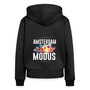 Amsterdam Mode - Women's Premium Organic Zip Hoodie - black - Back - Julia (174cm)