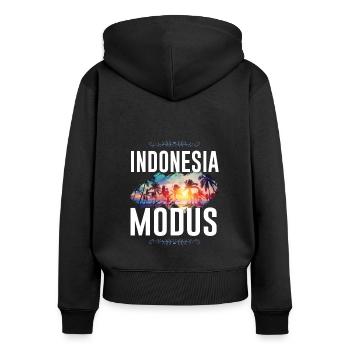 Indonesia Mode - Women's Premium Organic Zip Hoodie - black - Back - Julia (174cm)