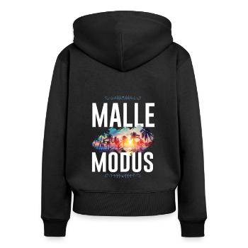 Malle Mode - Women's Premium Organic Zip Hoodie - black - Back - Julia (174cm)