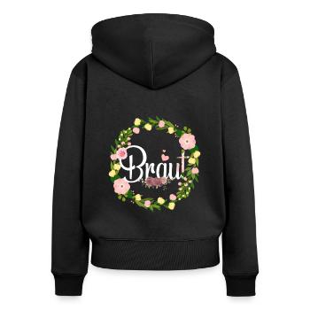 Braut Junggesellenabschied Hochzeit Braut Geschenk - Frauen Premium Bio Zip Hoodie - Schwarz - Hinten - Julia (174cm)