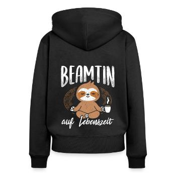Beamtin auf Lebenszeit - Beamtin Kaffee Design Ges - Frauen Premium Bio Zip Hoodie - Schwarz - Hinten - Julia (174cm)