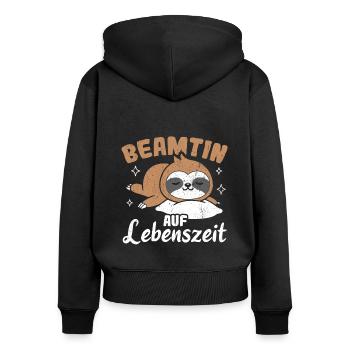 Beamtin auf Lebenszeit - Beamtin Kaffee Job Gesche - Frauen Premium Bio Zip Hoodie - Schwarz - Hinten - Julia (174cm)