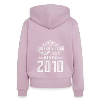 Édition limitée 2010 - Sweat à capuche zippé Premium bio Femme - rose poudré - Dos - Julia (174cm)