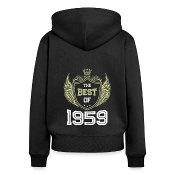 1959 best of - Sweat à capuche zippé Premium bio Femme - noir - Dos - Julia (174cm)