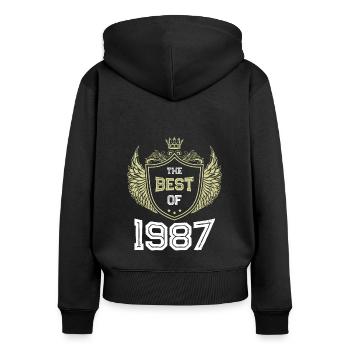 1987 best of - Women's Premium Organic Zip Hoodie - black - Back - Julia (174cm)