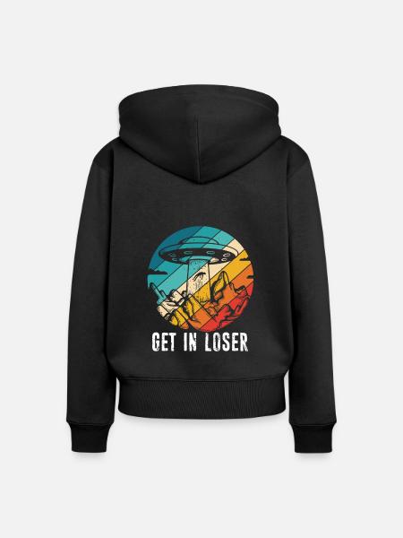 Get in Loser - Frauen Premium Bio Zip Hoodie - Schwarz