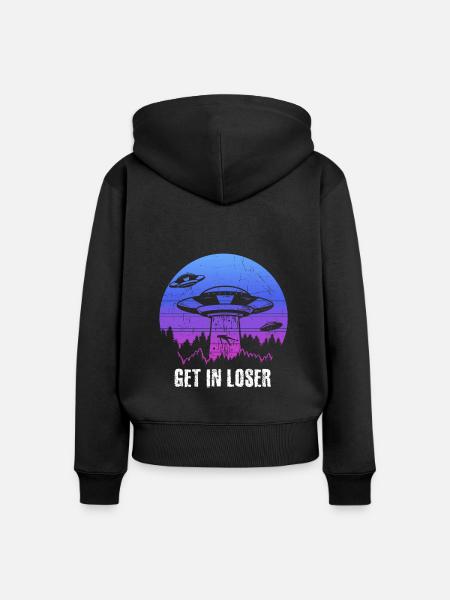 Get in Loser - Frauen Premium Bio Zip Hoodie - Schwarz