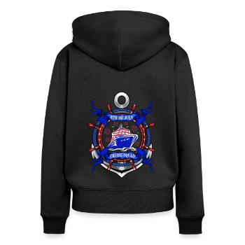 4 juillet Cruise Squad - Sweat à capuche zippé Premium bio Femme - noir - Dos - Julia (174cm)