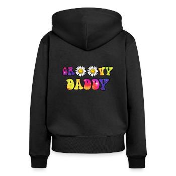 Groovy Daddy Matching Fathers Day - Frauen Premium Bio Zip Hoodie - Schwarz - Hinten - Julia (174cm)