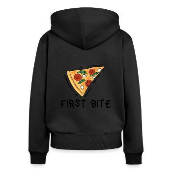 First Bite Matching Daddy and Baby - Frauen Premium Bio Zip Hoodie - Schwarz - Hinten - Julia (174cm)