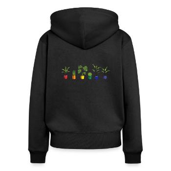 LGBTQ Plant Rainbow - Women's Premium Organic Zip Hoodie - black - Back - Julia (174cm)