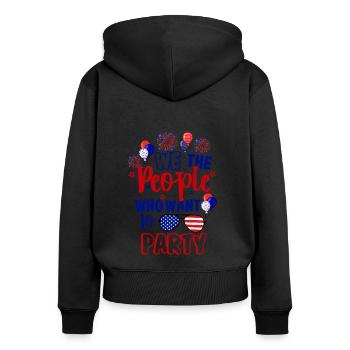 Nous, les gens qui voulons faire la fête du Jour de l’Indépendance - Sweat à capuche zippé Premium bio Femme - noir - Dos - Julia (174cm)