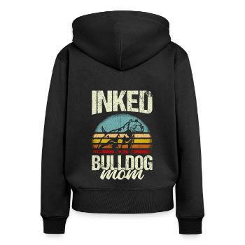 Bulldog Mama Tätowiert Old English Bulldog Mom Tat - Frauen Premium Bio Zip Hoodie - Schwarz - Hinten - Julia (174cm)