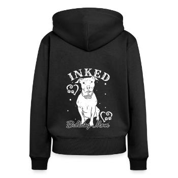 Bulldog Mama Tätowiert Old English Bulldog Mom Tat - Frauen Premium Bio Zip Hoodie - Schwarz - Hinten - Julia (174cm)