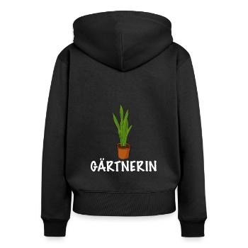 Gärtnerin Garten - Frauen Premium Bio Zip Hoodie - Schwarz - Hinten - Julia (174cm)