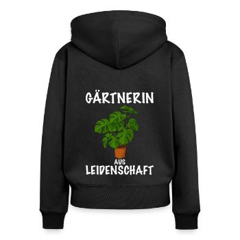 Gärtnerin Pflanze - Frauen Premium Bio Zip Hoodie - Schwarz - Hinten - Julia (174cm)