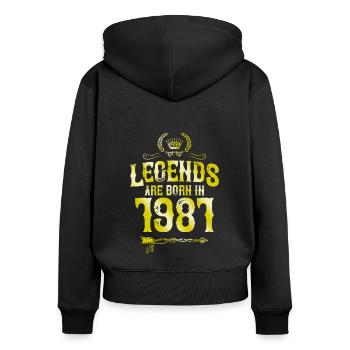 1981 legends born in - Women's Premium Organic Zip Hoodie - black - Back - Julia (174cm)