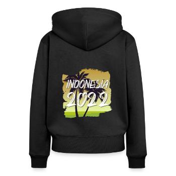 Indonesia 2022 - Frauen Premium Bio Zip Hoodie - Schwarz - Hinten - Julia (174cm)
